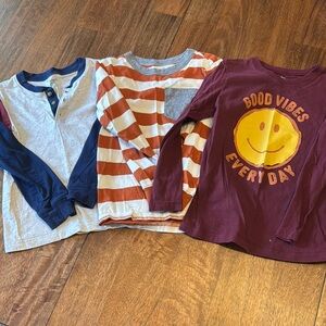 Kids Long Sleeve Shirt Set - Striped and Graphic Tees